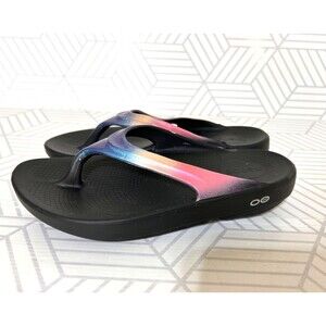 OOFOS OOlala Women's size 8 39 Luxe Flip Flops Peach Pink Recovery Sandals